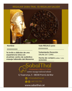 Tarjeta regalo ONLINE "Sabai Thai BEAUTY SECRET"